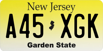 NJ license plate A45XGK