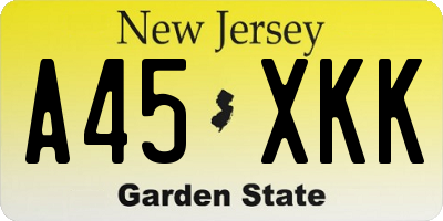 NJ license plate A45XKK