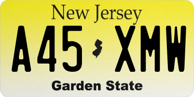 NJ license plate A45XMW