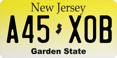 NJ license plate A45XOB