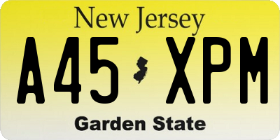 NJ license plate A45XPM