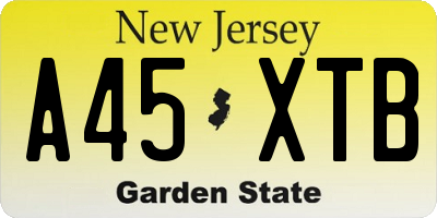 NJ license plate A45XTB
