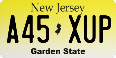 NJ license plate A45XUP