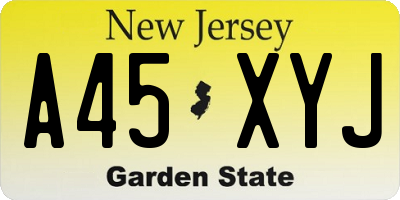 NJ license plate A45XYJ