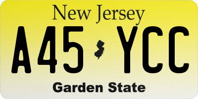 NJ license plate A45YCC