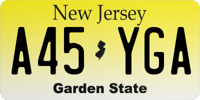 NJ license plate A45YGA