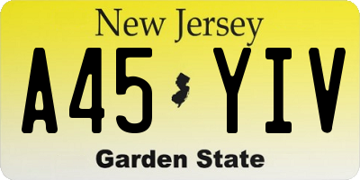 NJ license plate A45YIV