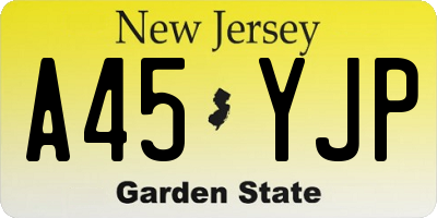 NJ license plate A45YJP