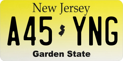 NJ license plate A45YNG