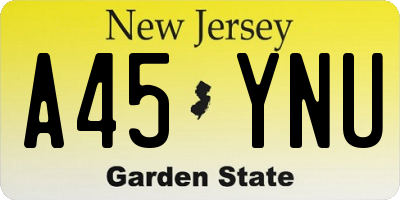 NJ license plate A45YNU