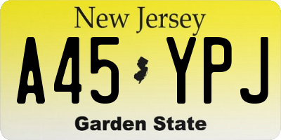 NJ license plate A45YPJ