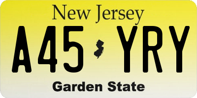NJ license plate A45YRY