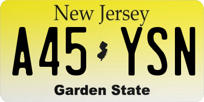 NJ license plate A45YSN