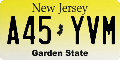 NJ license plate A45YVM