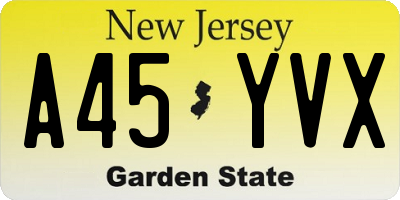 NJ license plate A45YVX