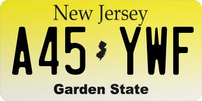 NJ license plate A45YWF