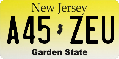 NJ license plate A45ZEU