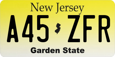 NJ license plate A45ZFR