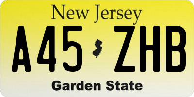 NJ license plate A45ZHB