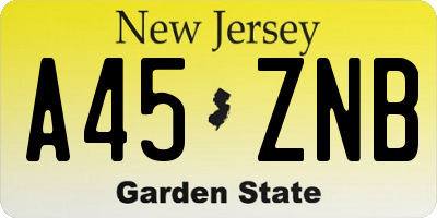 NJ license plate A45ZNB