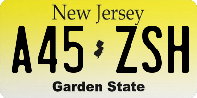 NJ license plate A45ZSH