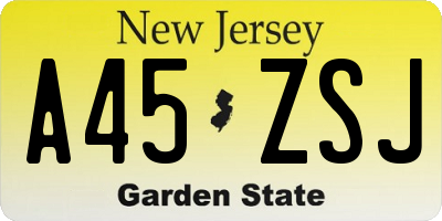 NJ license plate A45ZSJ