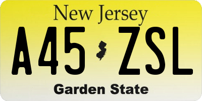 NJ license plate A45ZSL