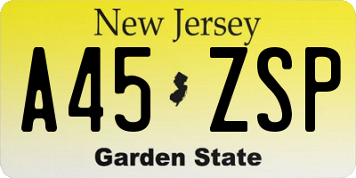 NJ license plate A45ZSP
