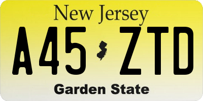 NJ license plate A45ZTD
