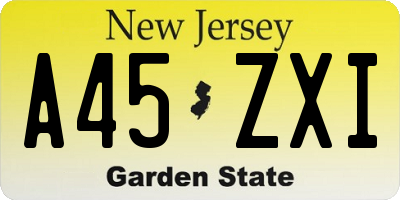 NJ license plate A45ZXI
