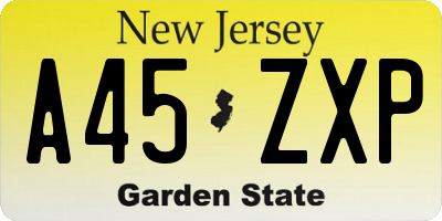 NJ license plate A45ZXP
