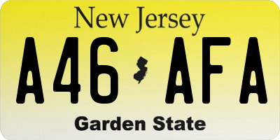 NJ license plate A46AFA