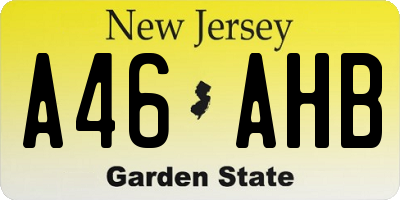 NJ license plate A46AHB