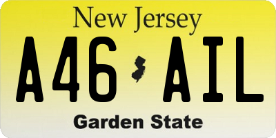 NJ license plate A46AIL