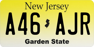 NJ license plate A46AJR