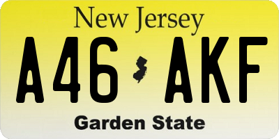 NJ license plate A46AKF