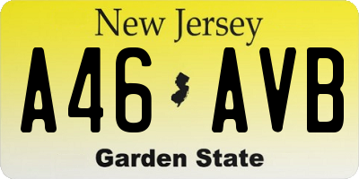 NJ license plate A46AVB