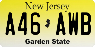 NJ license plate A46AWB