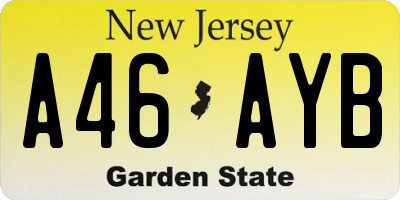 NJ license plate A46AYB