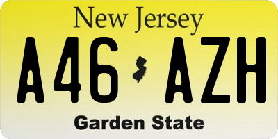 NJ license plate A46AZH