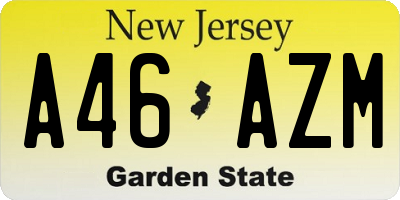 NJ license plate A46AZM