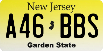 NJ license plate A46BBS