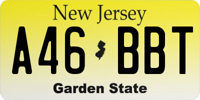 NJ license plate A46BBT