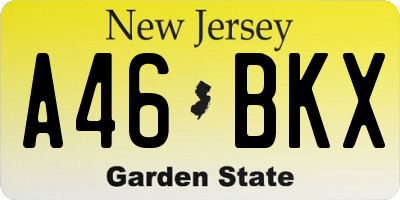 NJ license plate A46BKX