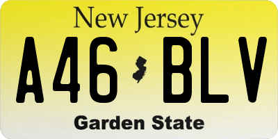 NJ license plate A46BLV