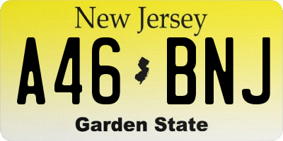 NJ license plate A46BNJ