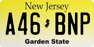 NJ license plate A46BNP