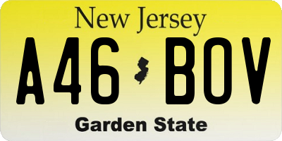 NJ license plate A46BOV