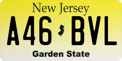 NJ license plate A46BVL