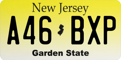 NJ license plate A46BXP